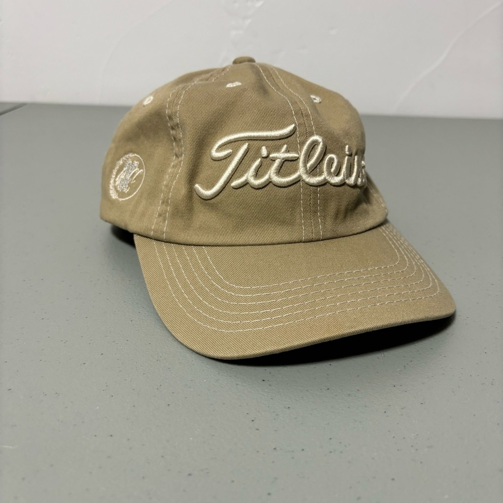 Titleist Adjustable Khaki Neutral Baseball Hat Cap Embroidered 100% Cotton